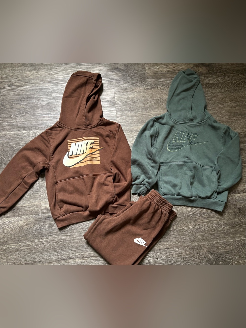 Nike Brown Set & Green Hoodies
